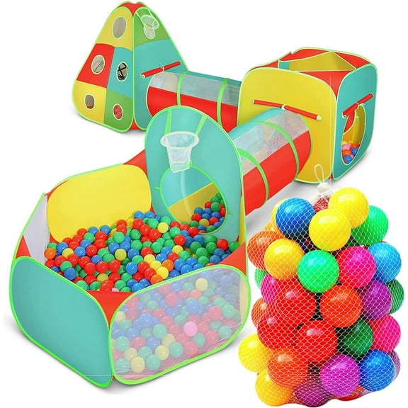 Kiddzery Kids Tunnel and Ball Pit Play Tents, Polyester 5PC 50 Balls