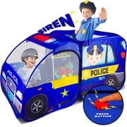 Kiddzery Pretend Play Police Car Pop Up Play Tent for Kids with Siren Button