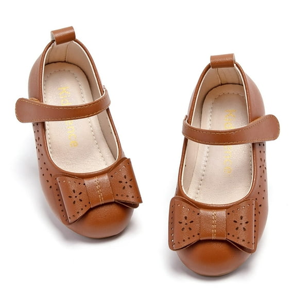 Kiderence Girls Flat Mary Jane Shoes School Party Dress Ballerina Shoe (Toddler/Little Kids) Brown-10M