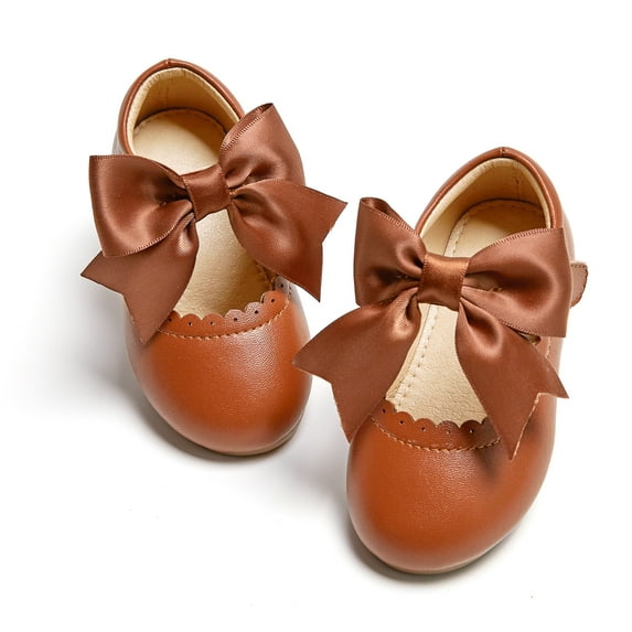 Kiderence Girls Flat Mary Jane Shoes School Party Dress Ballerina Shoe (Toddler/Little Kids) FG04 Brown - 5M