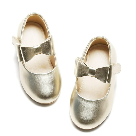 Kiderence Girls Flat Mary Jane Shoes School Party Dress Ballerina Shoe (Toddler/Little Kids)Gold-10M