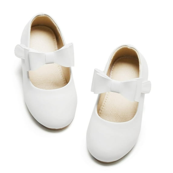 Kiderence Girls Flat Mary Jane Shoes School Party Dress Ballerina Shoe (Toddler/Little Kids) White-10M