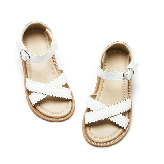 Kiderence Toddler Girls Slides Sandals Kids Sandals Little Girls Shoes Toddler （CK695-White-7M）