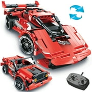 Kididdo Remote Control Racing Car or Boys STEM Red RC Building Toy Christmas Gift for Kids Age 8-12