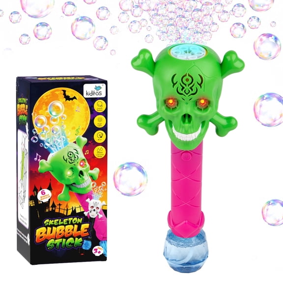 Kiditos Electric Skeleton Bubble Stick for Kids, Automatic Bubble Machine with Bubble Solution, Outdoor Summer Toy for Family Fun, Birthday & Graduation & Halloween Gift for Girls, Boys & Toddlers