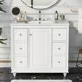 thumbnail image 1 of Kidkapers 36" White Bathroom Vanity with Undermount Sink, Resin Basin, 1 Door, 4 Drawers, Adjustable Shelves, Easy Assembly. Multipurpose Storage Solution., 1 of 5