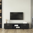thumbnail image 1 of Kidkapers 63" TV Stand: Media Console with Open Shelves, for TVs Up to 70", Black, Living Room & Bedroom Storage, 1 of 5