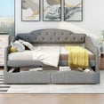 thumbnail image 1 of Kidkapers Full Daybed, Vintage Style with 2 Storage Drawers, Upholstered Frame - Grey, 1 of 5