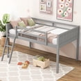 thumbnail image 1 of Kidkapers Grey Wood Twin Loft Bed with Guardrail and Detachable Ladder, Space-Saving Junior Loft Bed Frame, No Box Spring, 1 of 5