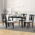 thumbnail image 1 of Kidkapers Sophisticated Dining Ensemble: 5-Piece Wooden Kitchen Table Set, Rectangular Dining Table, 4 Upholstered Chairs, 1 of 5