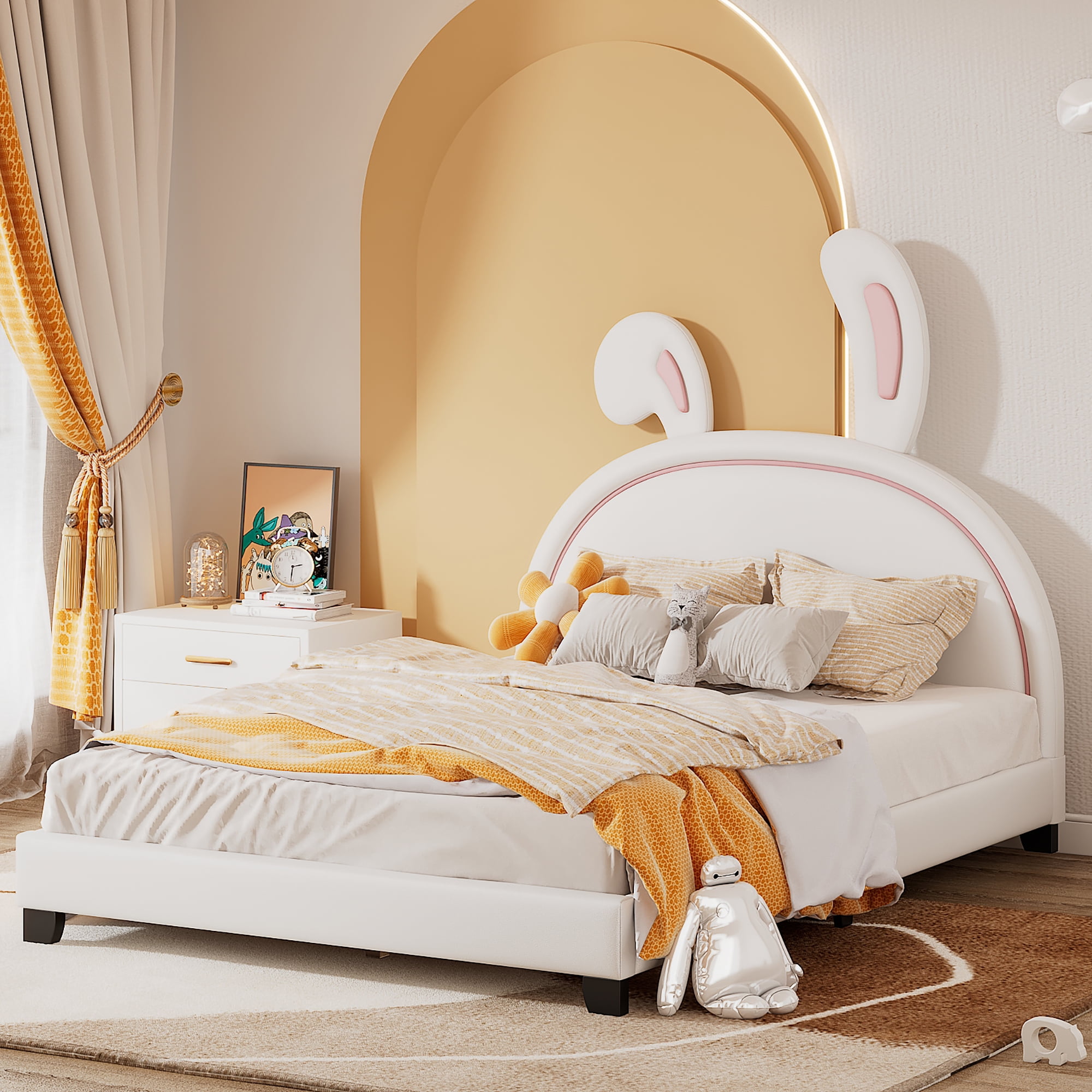 Kidkapers White Full Size Bunny-Shaped Kids Bed: Cute Rabbit-Shape ...