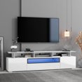 thumbnail image 1 of Kidkapers White TV Stand: Modern TV Console with LED Color Changing Lights, Push to Open Door, Acrylic Board for TVs Up to 80", UV High-Gloss Entertainment for Living Room, 1 of 5