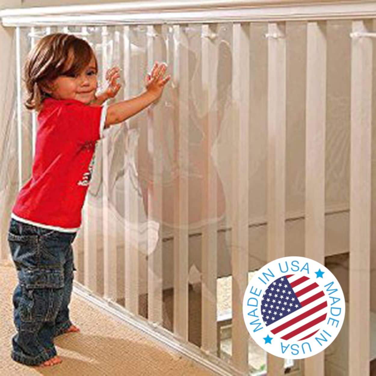 Kidkusion Indoor/Outdoor Banister Guard , Clear , 15' L x 33" H , Child