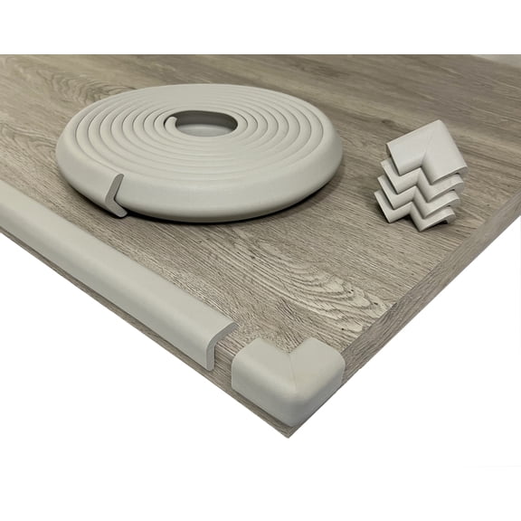 Kidkusion Table Cushion 16 ft Gray, Babyproof Edge + Corner Guards, Child Safety Bumper
