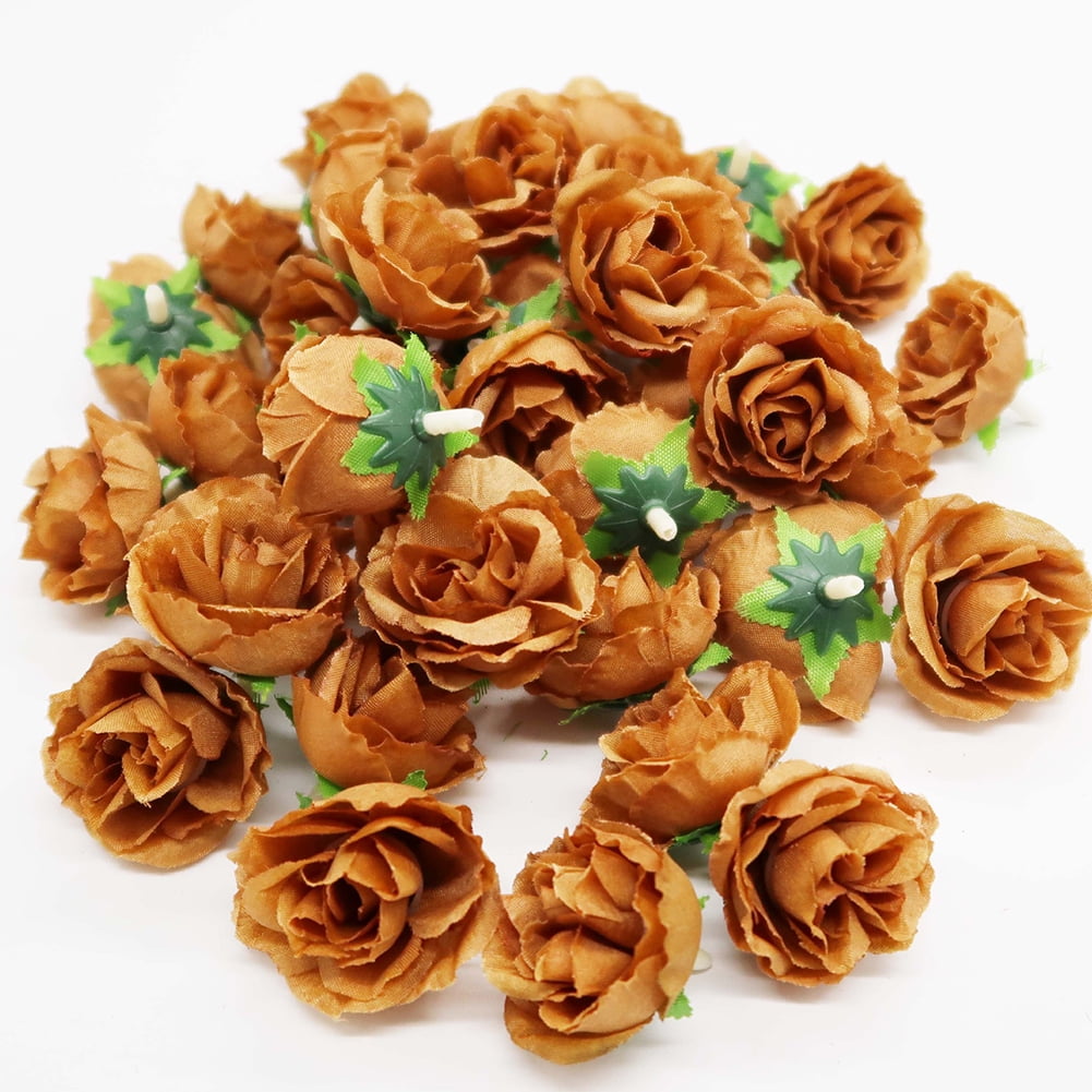 Kidlove 50Pcs Fake Artificial Silk Rose Heads Flower Buds Home Bouquet