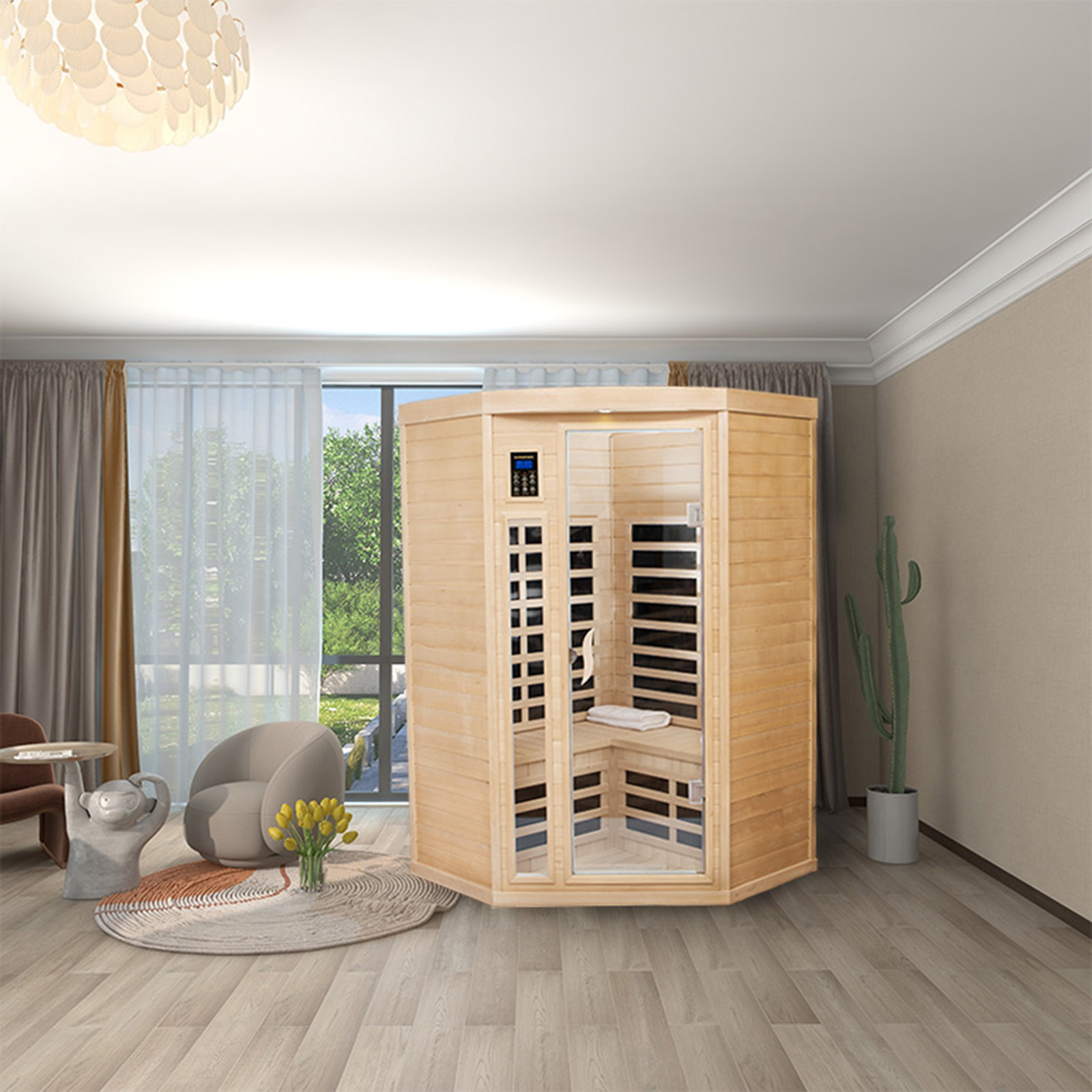Kidlove Far Infrared Sauna Room 23 Person Canadian Hemlock Corner