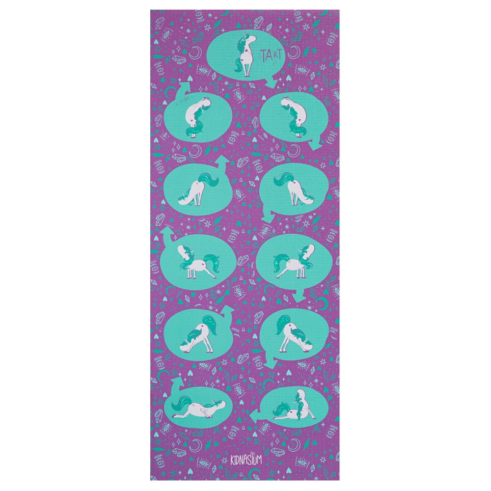 Kidnasium Kids Yoga Mat, Purple Unicorn Poses, 3mm Thickness, PVC, Latex-free