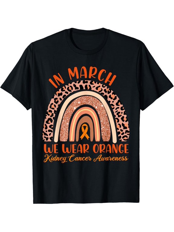 Kidney Cancer Awareness Orange Leopard T-Shirt