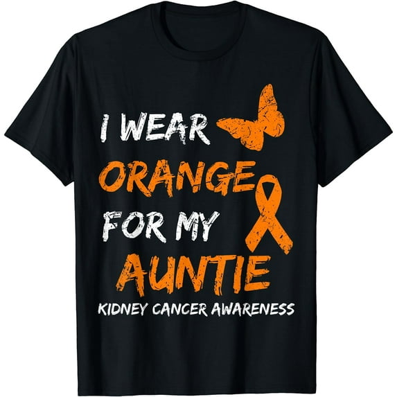 Kidney Cancer I Wear Orange For My Auntie Ribbon T-Shirt Black Small
