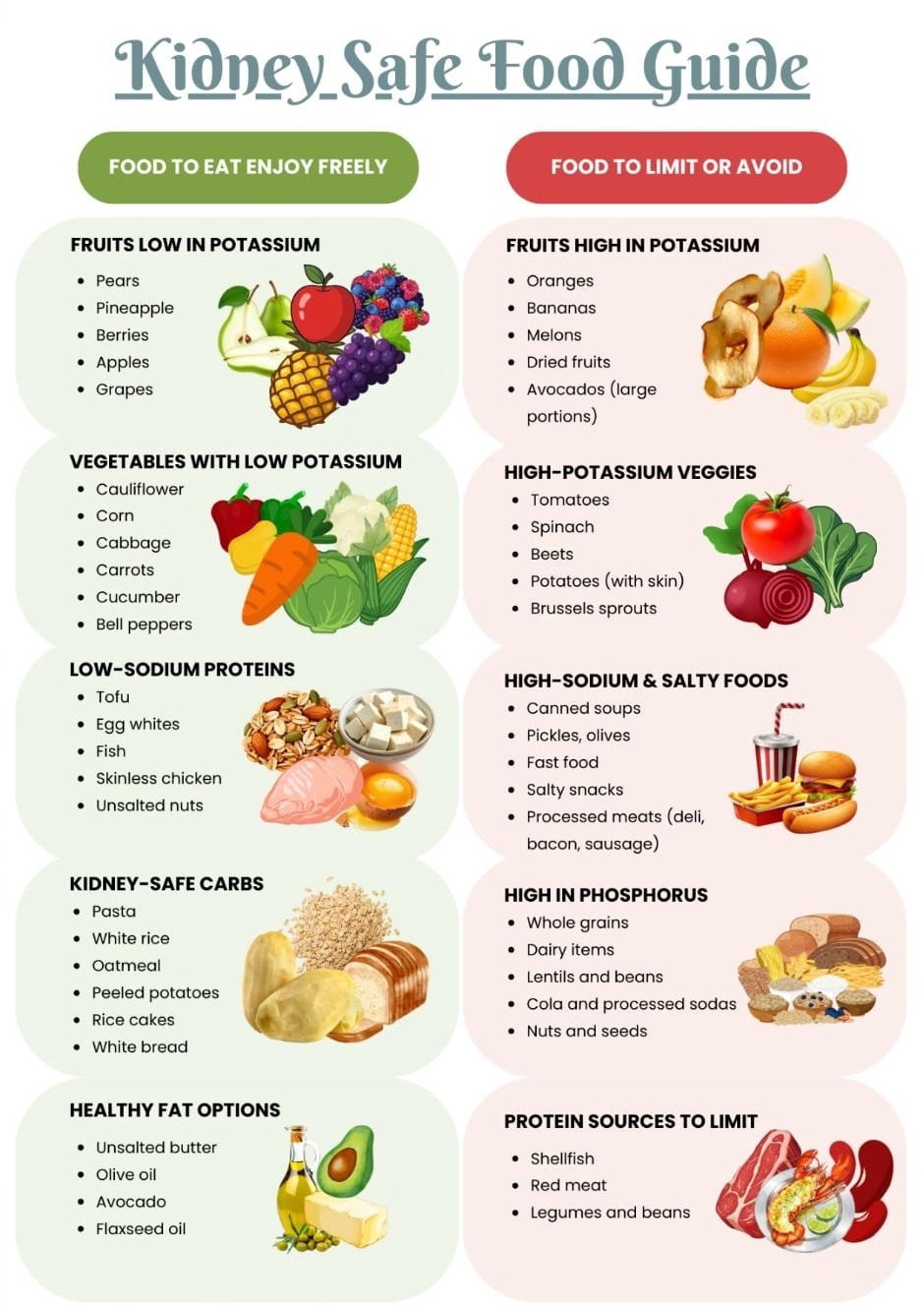 Kidney Diet Chart Poster, Kidney Disease Food List Poster, Low ...