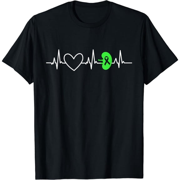 Kidney Disease Awareness Heartbeat Transplant Organ Donor T-Shirt mens t shirt,black,women,funny,misfits,men,journey