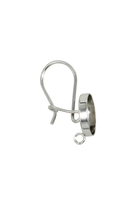 Kidney Ear Wires Earrings Settings with Loop and Round Bezel Mounting Sterling Silver - Various sizes | EW802 to EW806 (4mm)