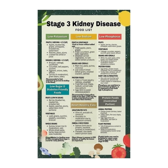 Kidney Friendly Foods Chart for Stage 3 CKD Renal Diet Visual Eating ...