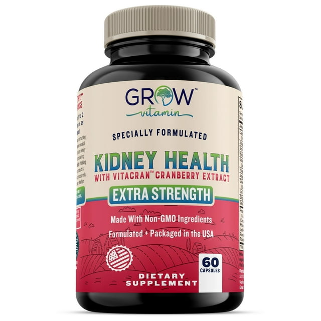 Grow Vitamin Kidney Health Support Capsules Organic Cranberry Extract, Astragalus, Uva Ursi