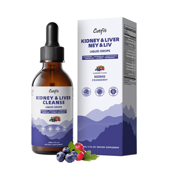 Kidney & Liver Cleanse Liquid Drops, with Cranberry Extract & Chanca Piedra 27-In-1 Supplement, Support Kidney & Urinary Tract Health, 2 fl oz