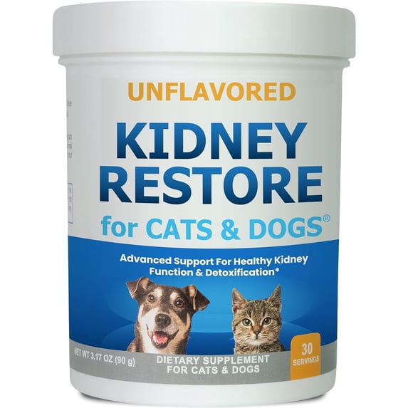 Kidney Restore for Cats & Dogs - Unflavored Renal Support Supplement, 90G
