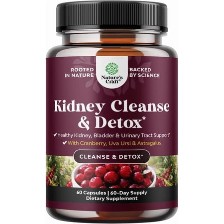 Natures Craft Kidney Support Cranberry Pills for Kidney Cleanse & Urinary Tract Health, 60 Capsules
