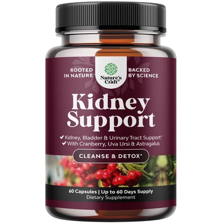 Natures Craft Kidney Support Cranberry Pills for Kidney Cleanse & Urinary Tract Health, 60 Capsules