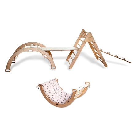 Kidodido Montessori Climbing Set | Triangle & Arch & Two Ramp & Cushion Full Set | Climbing Jungle Set | Triangle & Arch Set with Two Ramp & Cosy Pillow | Indoor Playground (Star)