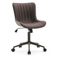 thumbnail image 1 of Kidol & Shellder Armless Desk Chair, Soft Faux Leather Swivel Office Task Chair, Brown Same-Colored Bottom, 1 of 6