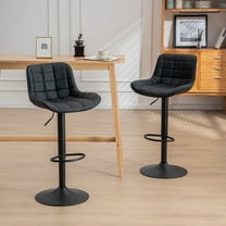 Kidol & Shellder Bar Stools Set of 2 Black PU Leather Swivel Adjustable Kitchen Barstools with Back