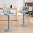 thumbnail image 1 of Kidol & Shellder Bar Stools Set of 2 Gray PU Leather Swivel Adjustable Kitchen Barstools with Back, 1 of 9