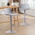 thumbnail image 1 of Kidol&Shellder Bar Stools Set of 2 Height Adjustable Swivel Gray PU Leather Kitchen Kitchen Counter Stools, 1 of 6
