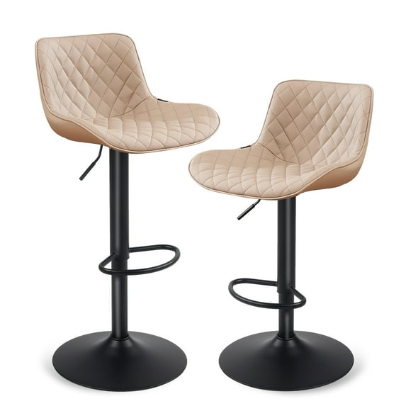 Kidol & Shellder Bar Stools Set of 2 Soft Adjustable Swivel Counter Stools,Khaki