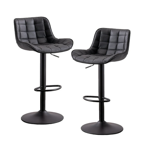 Kidol & Shellder Bar Stools Set of 2 Soft Adjustable Swivel Counter Stools, Weave Pattern, White