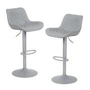 Kidol & Shellder Bar Stools Set of 2 Swivel Adjustable Leather Chair with Back, Gray