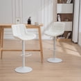 thumbnail image 1 of Kidol & Shellder Bar Stools Set of 2 White PU Leather Swivel Adjustable Kitchen Barstools with Back, 1 of 7