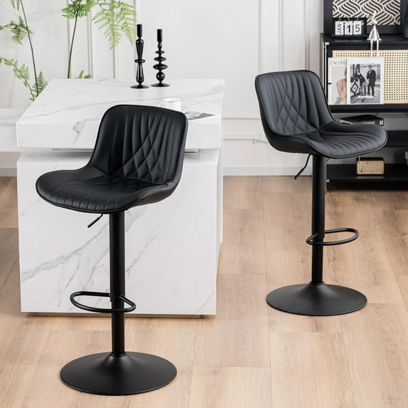 Kidol & Shellder Black Bar Stools Set of 2 Modern Kitchen Island Barstool