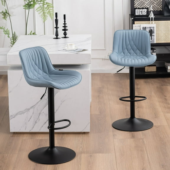 Kidol & Shellder Blue Bar Stools Set of 2 Modern Kitchen Island Barstool