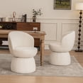 thumbnail image 1 of Kidol & Shellder Boucle Dining Chair 2PCS, Swivel Accent Chair with Armless Barrel Design & Mid Back, Plush Upholstered Seat for Kitchen, Living Room, Vanity Room, Easy-Clean, White, 1 of 13