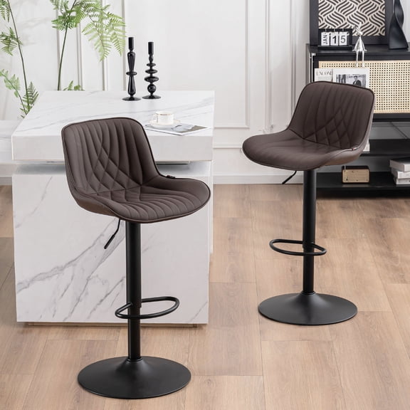 Kidol & Shellder Brown Bar Stools Set of 2 Modern Kitchen Island Barstool
