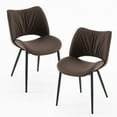 thumbnail image 1 of Kidol & Shellder Dining Chairs Set of 2, High Back Leather Dining chairs, Armless Kitchen Chairs with Metal Black Legs for Living Room, Kitchen, Dining Room, Brown, 1 of 6