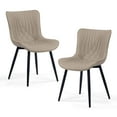 thumbnail image 1 of Kidol & Shellder Dining Chairs Set of 2 Soft Leather Dining Room Chairs with Sleek Metal Legs,Khaki, 1 of 10