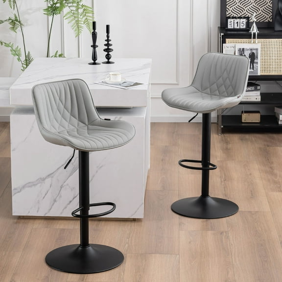 Kidol & Shellder Gray Bar Stools Set of 2 Modern Kitchen Island Barstool
