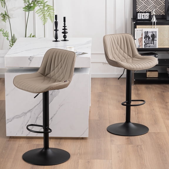 Kidol & Shellder Khaki Bar Stools Set of 2 Modern Kitchen Island Barstool