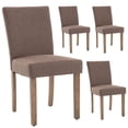 thumbnail image 1 of Kidol & Shellder Linen Fabric Armless Dining Chair Set of 4 Modern Upholstered Side Chair with Thick Padded Seat, Sturdy Wooden Legs for Kitchen, Dining Room, Brown, 1 of 15